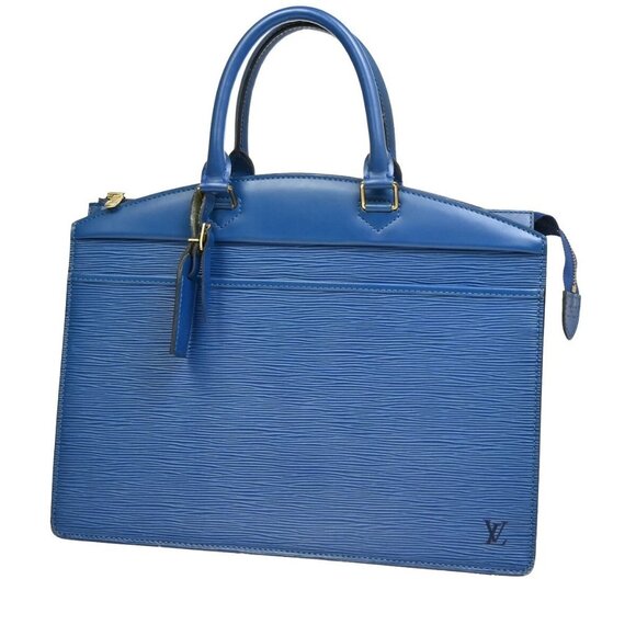 LOUIS VUITTON LV Logo Riviera Hand Bag Epi Leather Blue France M48185 67EE771 - Picture 1 of 15